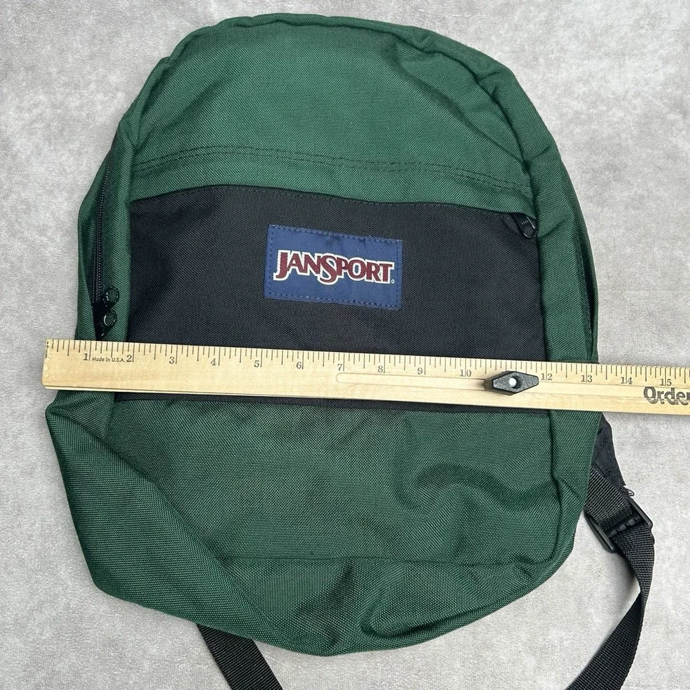 Vtg 90s JANSPORT Green Black USA MADE HIKING BACKPACK Outdoor School Gym Bag